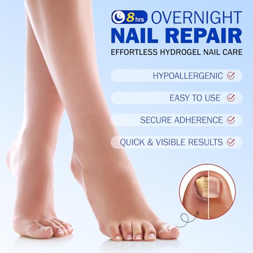 Fungal Nail Patches 42 PCS, Toenail Treatment Extra Strength 8-Hour Overnight Nail Fast Acting Repair Effortless Hydrogel Nail Care and Repair for Damaged Nails Overnight Renewal for Men and Women