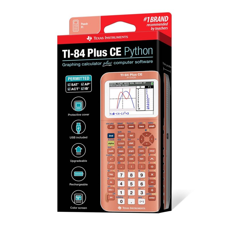 Texas Instruments TI-84 Plus CE Graphing Calculator - Peach Orange