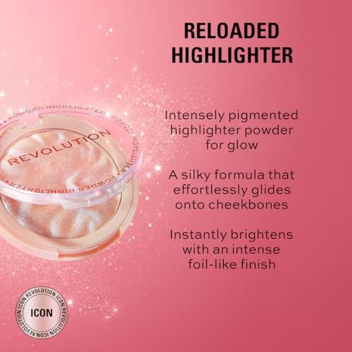 Revolution, Reloaded Pressed Powder Highlighter, Intensely Pigmented for a High Impact Dewy Finish, Raise The Bar, 0.22 Oz