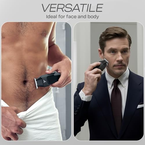 HUMMINGBIRD MK1 Compact Trimmer ? Portable Electric Beard & Body Hair Trimmer for Men, Cordless USB-C Rechargeable, Face & Body Groomer, Travel Shaver, Travel Pouch, Great Gifts for Men, Dad, Husband