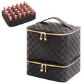 Nail Polish Organizer Bag with Handles - Holds 30 Bottles (15ml - 0.5 fl.oz)£¬Travel Case Portable Storage Bag for Manicure Set (Checkered Black)