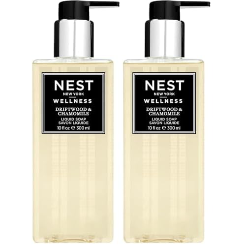 NEST New York Liquid Soap, Driftwood & Chamomile - 10 fl oz - Cleanses & Nourishes Skin - Approx. 300 Pumps Per Bottle - Gluten Free & Cruelty Free (Pack of 2)