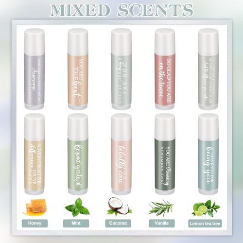 100 Sets Employee Appreciation Gifts Lip Balm Bulk Thank You Gifts for Women Coworkers Staff Teacher Nurse Volunteer Adult Valentine Baby Shower Bridal Wedding Favors for Guests