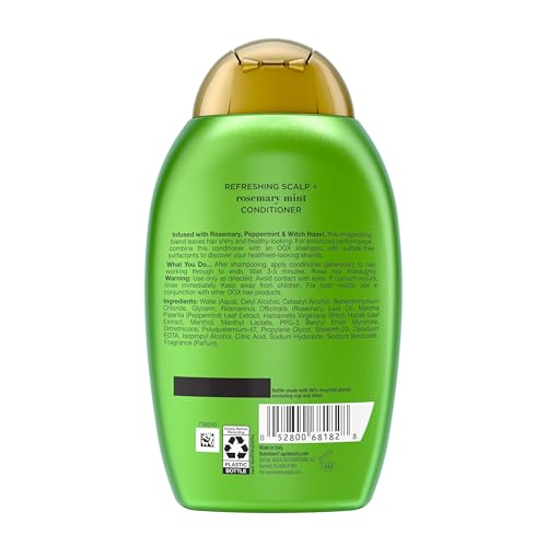 OGX Extra Strength Refreshing Scalp + Rosemary Mint Conditioner, Nourishing Hair & Scalp Conditioner Infused with Rosemary for Healthy-Looking Hair, Sulfate-Free Surfactants, 13 fl. oz