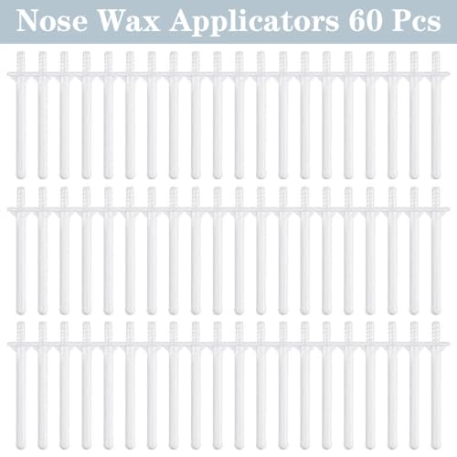 60 Pieces Plastic Wax Applicator Wands with Disposable Spatulas for Nose Hair Removal and Nostril Cleaning