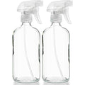 Sally's Organics¢ç Empty Clear Glass Spray Bottles - Refillable 16 oz Containers for Essential Oils, Cleaning Products, Aromatherapy, Misting Plants, or Cooking - Sprayer with Mist and Stream - 2 Pack