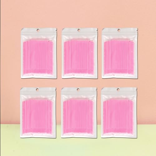 2100PCS Microswabs for Eyelash Extensions£¬Micro Applicators Brush for Cleaning and Applying Make-up Pink (Head Diameter: 2.0mm)