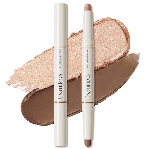exmiloo Eyeshadow Stick - 2-in-1 Dual-Ended Cream Eye Shadow Stick - Shimmer &Matte Eye Shadow for Women Girls, Long-Lasting, Waterproof, Crease-Proof (Taupe Twilight)