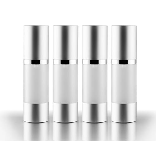 Airless Pump Bottle Refillable Travel Containers 30 ml/1 oz. (Frosted, 4-Pack)