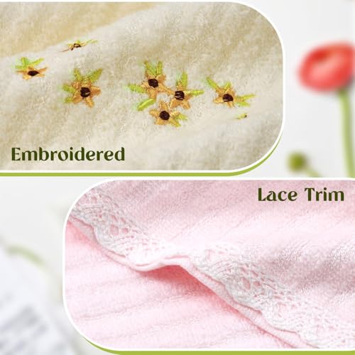 Jacquotha Bathroom Washcloths Face Towels 12 Pack, Floral Embroidered, Cotton, Pink & Cream 13¡± x 13"