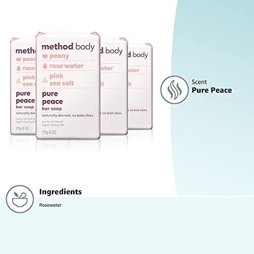 Method Bar Soap, Pure Peace, 6 oz, 4 pack, Packaging May Vary