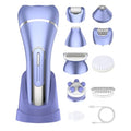 Epilator for Women, 7 in 1 Replaceable Hair Removal & Massager & Cleaner Devices, Bikini Trimmer, Face Massage, Face Exfoliating Brush, Foot Callus Remover, IPX7 Waterproof Razors (Purple)