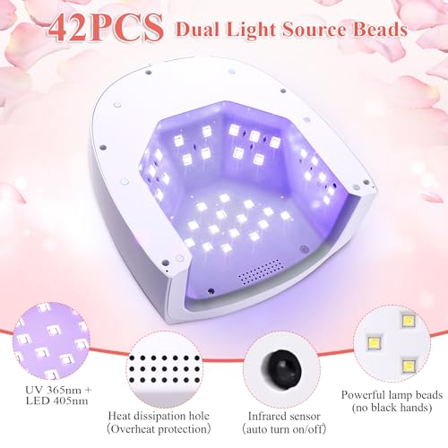 Cordless UV LED Nail Lamp, 96W UV Nail Light for Nail Polish, Portable Nail Dryer, Portable Nail Lamp with 4 Timer and LCD Display, Professional Nail Lamp for Home Salon Nail Art Tools