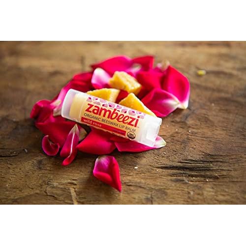 ZAMBEEZI Fair Trade, Organic Beeswax Lip Balm - Variety 6 Pack (Lemongrass, Tangerine, Wild Rose, Sweet Basil, Suncare and Honeybalm) - Ethically Sourced