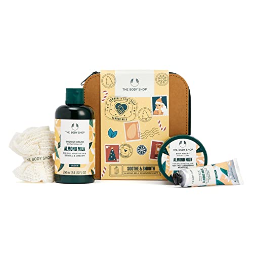 The Body Shop Soothe & Smooth Almond Milk Essentials Gift Set ? Hydrating & Moisturizing Vegan Skincare Treats for Dry and Sensitive Skin ? 4 Items