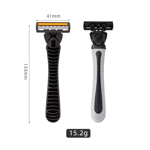 Disposable Razors Long-lasting 3-Blade Razors With Slim Head and soap strip for Precision Shaving / 1 Handle and 11 Cartridges,12 Piece Shaving Kit (Handle Black)