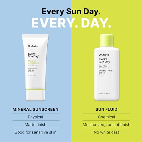 Dr.Jart+ Every Sun Day Sun Fluid Korean Sunscreen SPF 50+ for Face | Korean Skin Care, 3.38 Fl Oz