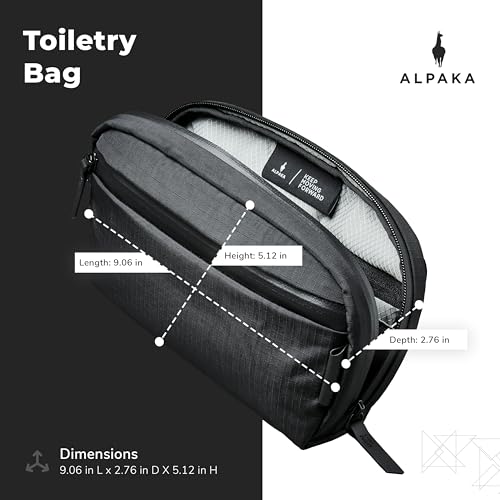 ALPAKA Toiletry Bag - Comes with a Shoulder and Wrist Strap- 2 Internal Dividers and 2 Mesh Pockets - Doubles as EDC Pouch - Optimally Sized Accordion-Style Toiletry Bag For Men