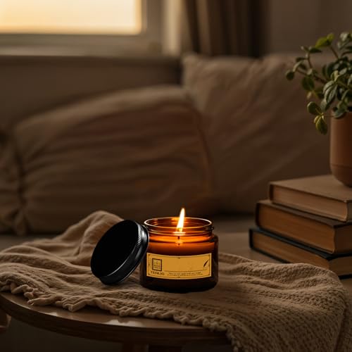 2 oz Glass Jars with Lids,Amber,12 Pack Empty Cosmetic Containers with Inner lids and Inner Liners,Black Metal Lid,Refillable Round Airtight Jars,Use to store Lotion,Powders,Candle Making