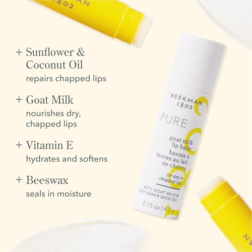 Beekman 1802 The Perfect Pucker 4-Piece Lip Balm Gift Set ? Assorted Scents, Nourishes, Hydrates & Softens Lips, Prevents and Treats Dry & Chapped Lips, Cruelty-Free Lip Care