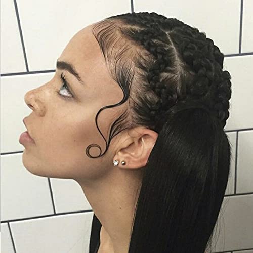 5 Sheets Temporary Tattoo Stickers for Hair Edge Smooth Waterproof Black Hairline Curly Bangs Tattoo Sticker