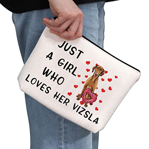 G2TUP Vizsla Dog Lover Gift - Makeup Bag for Vizsla Mom & Owner - White Zipper Travel Bag