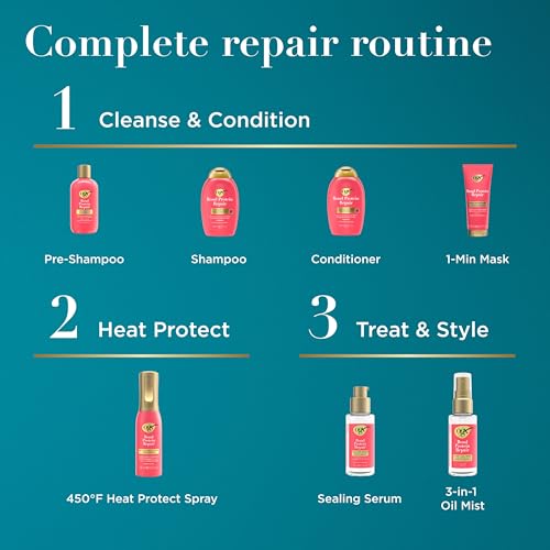 OGX Repair & Protect Bond Protein-Repair Shampoo, Lightweight Hair Wash Cleanses & Targets Damaged Hair for Effective Bond-Repairing, Formulated without Parabens, 13 fl. oz,(Pack of 2)
