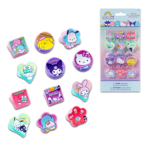 SANRIO Hello Kitty and Friends Hair Accessories for Girls - 20 Piece Bundle with Hair Clips, Scrunchies, Stickers & Door Hanger