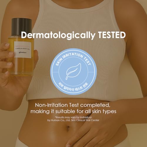 glowiest Effortless Glow Camellia Body Oil ? Anti-Aging & Antioxidant Formula with Camellia Japonica, Hazelnut & Castor Oils ? Lightweight, Fast-Absorbing, Deep Moisture ? 100ml