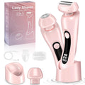 2 in 1 Electric Shaver for Women Wet Dry Dual Use IPX7 Waterproof with LED Display USB Recharge Dock Dry Use Body Hair Trimmer and Facial Hair Remover for Bikini Underarm Leg Arm Face (Pink)