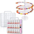 Nail Polish Organizer 2Pcs with 120Pcs Clear Nail Color Swatches Display for Gel Polish Spiral Nail Sample Practice Sticks