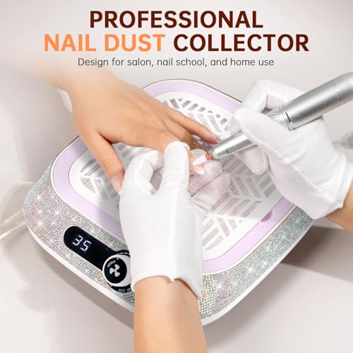 Nail Dust Collector, Professional Dust Collector Nail Tech, Powerful 3500 RPM Vacuum Fan Vent Dust Collector Extractor Dust Suction Machine for Acrylic Nails Polishing, Salon&Home