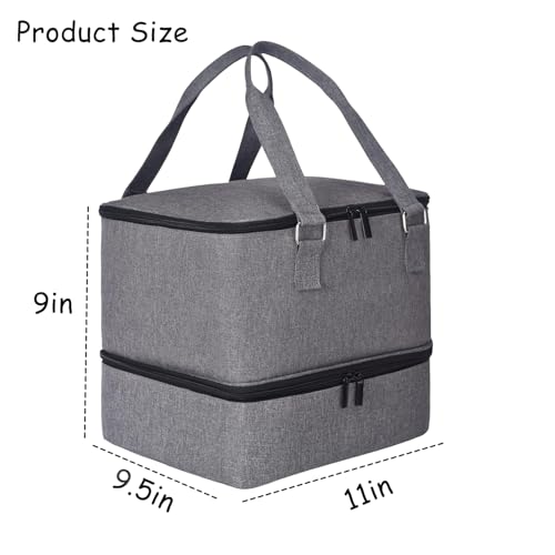 Nail Polish Organizer Case Hold 42 Bottles (15 ml) and Nail Lamp, Nail Organizers and Storage for Nail Supplies, Double Layer Nail Bag Organizer Case with Handle (Grey)