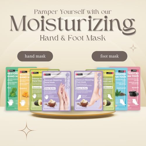 Innerest 24 PK Original Derma Beauty Hand Mask Bulk Moisturizing Hand Gloves for Dry Hands Nail Care Essential, Best Holiday Gift Idea, Stocking Stuffers, Self Care Gift Women (Shea Butter + Avocado)