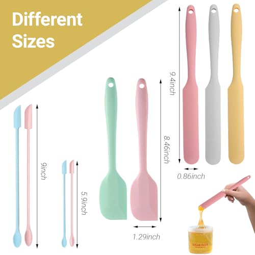 9 Pieces Wax Stick Non-stick Wax Spatulas Silicone Reusable Beauty Makeup Spatulas Different Sizes Silicone Scrapers for Cosmetic Bottles Hard Wax Stir Sticks Set Hair Removal Waxing Applicator