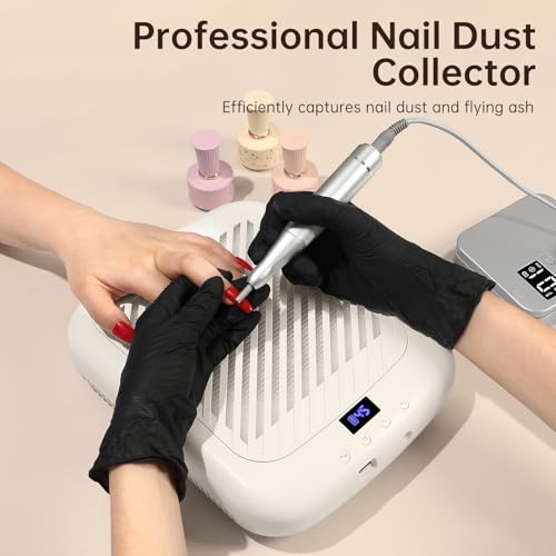 Nail Dust Collector CHRISTINE SHELLY, Cordless Rechargeable 4500RPM Vacuum Nail Tech Fan Extractor, 7200mAh Professional Duster Suction, Low Noise for Women Girl Gift