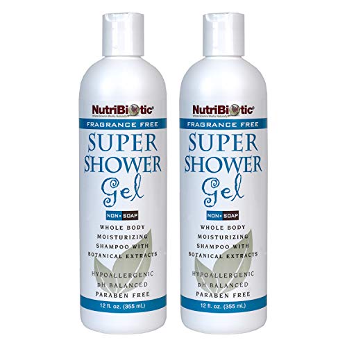 NutriBiotic ? Fragrance-Free Super Shower Gel, 12 Oz Twin Pack | Whole-Body Moisturizing Shampoo with GSE & Botanical Extracts | pH Balanced & Free of Gluten, Parabens, Sulfates, Dyes & Colorings