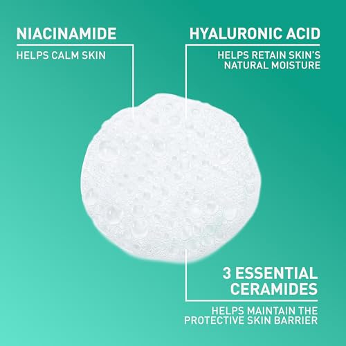 CeraVe Foaming Facial Cleanser, Daily Face Wash for Oily Skin, Hyaluronic Acid + Ceramides + Niacinamide, Fragrance Free & Paraben Free, Non-Drying Oil Control Face Wash, 8 Fluid Ounces