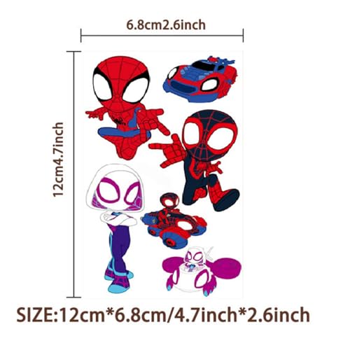 10 Sheets Spider Temporary Tattoos, Removable Cute Cartoon Spider Stickers, Spider Themed Birthday Party Favors & Decor Supplies