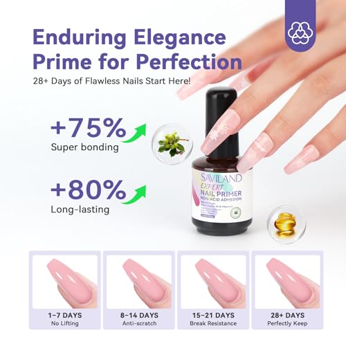Saviland Dip Powder Nail Kit with Drill 60PCS with 2024 15ml Nail Primer No Lift