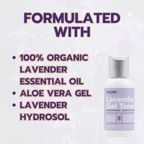 100% Natural Lavender Gel Toner | Organic | Alcohol Free with Aloe Vera | Hydrating, Soothing, Pore Minimizing, Antioxidant Skin Care | Made in The USA