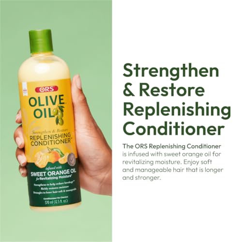 ORS Olive Oil Strengthen & Nourish Replenishing Conditioner infused with Sweet Orange Oil for Revitalizing Moisture 12.25 Ounce (Pack of 1)