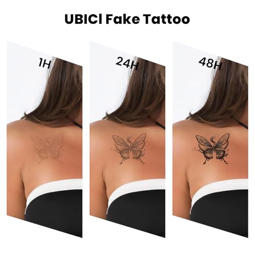 2 Sheets Semi Permanent Tattoos, Temporary Tattoo for Women, Lasts 7-15 Days Water-Resistant Fake Tattoo Stickers, Realistic Flower Design for Party (7.5x4.8 in), Non-Reflective & Safe for Skin