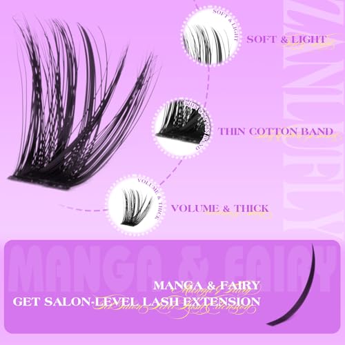 Lash Clusters Kit with Spikes Volume Cluster Eyelash Extension Kit Spiky Eyelash Clusters Wispy Lash Extension Kit 200D Individual Lashes with Lash Glue and Tweezers DIY at Home by zanlufly