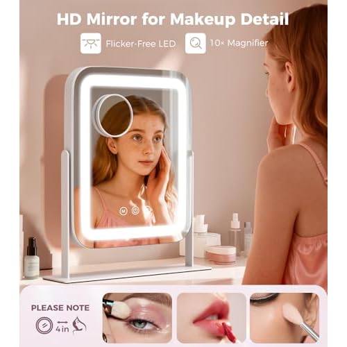 Saliwa Vanity Mirror with Lights, Lighted Makeup Mirror with 3 Modes, 5X Magnification Mirror, Stepless Brightness, 360¡Æ Rotation, Christmas & Valentine¡¯s Gifts for Women, Daughter, Mom, Her