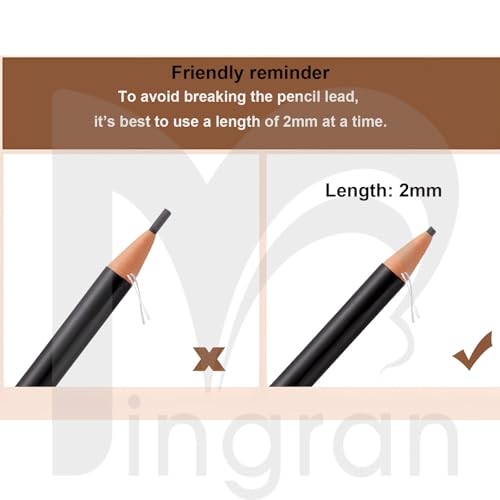 6pcs 2mm Ultra-Thin Eyebrow Pencil with Brush Waterproof Long-Lasting Slim Eyebrow Pencil Peel off Microblading Mapping Pencils (#01 Black)