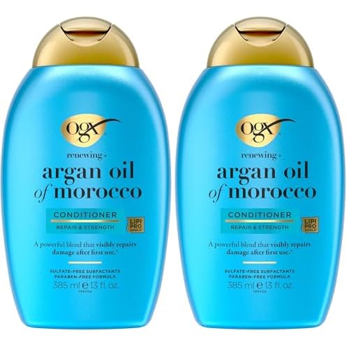 OGX Renewing + Argan Oil of Morocco Conditioner, Repair Conditioner & Argan Oil Helps Strengthen & Repair Dry, Damaged Hair, Paraben-Free, Sulfate-Free Surfactants, 13 fl. oz (Pack of 2)