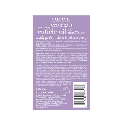 Cuccio Amalfi Garden Revitalizing Cuticle Oil (63ml) - Natural Moisturizing Skin Moisturizer for Nourishing Hand Care & Healthier Nails - Violet & Delicate Peony