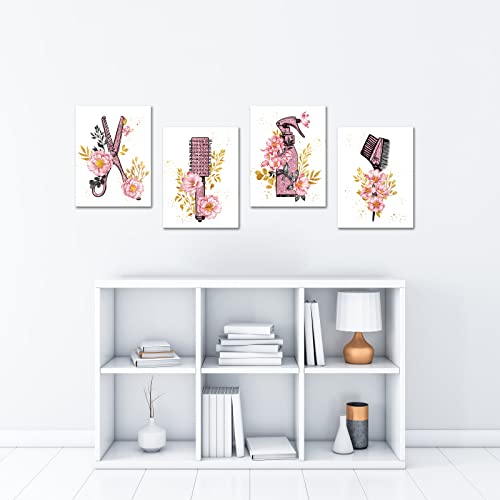 SkenoArt Beauty Salon Wall Art Haircut Tools Painting Hair Salon Barbershop Pictures Hairdresser Wall Decor Fashion Cosmetic Canvas Art Painting Gifts for Hair Stylists Woman Framed