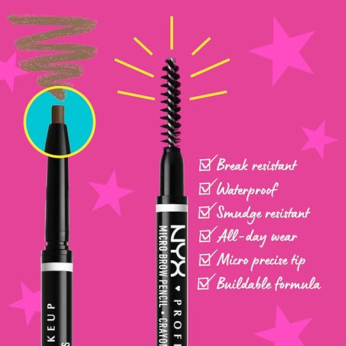 NYX PROFESSIONAL MAKEUP Micro Brow Pencil (Ash Brown) + Brow Glue (Clear), 2-Pack Bundle